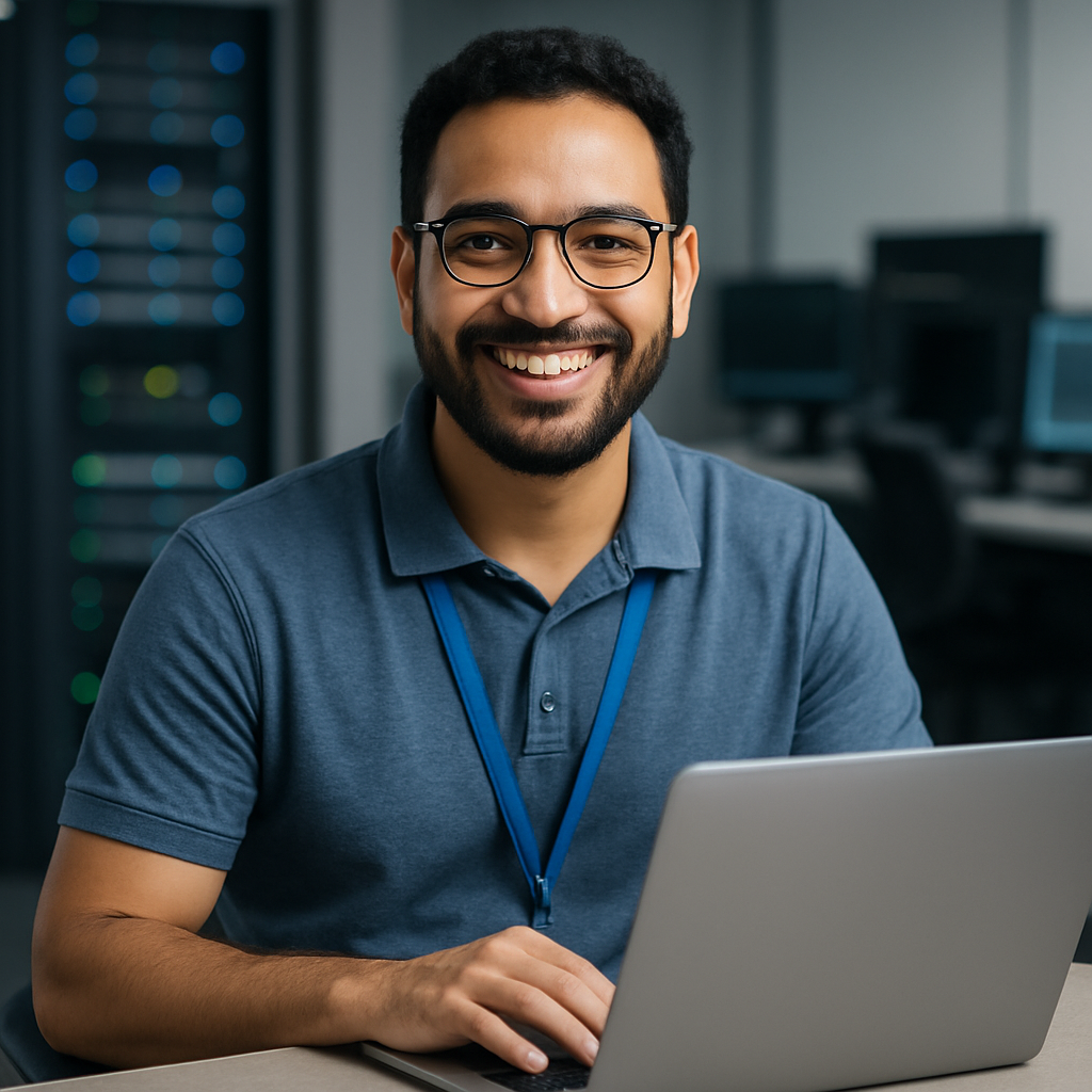 photographic IT Professional Smileing with laptop