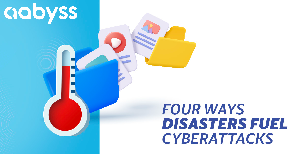 Four Ways disasters fuel cyber attacks by Aabyss, Graphic of a thermometer with a file with documents.